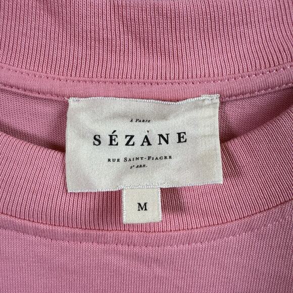 Sezane Selena Dress Bubblegum Pink Size Medium Organic Cotton Shoulder Buttons - Picture 11 of 12
